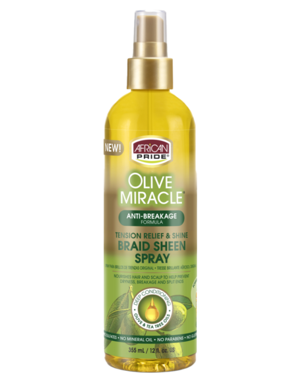 AFRICAN PRIDE OLIVE MIRACLE BRAID SHEEN SPRAY 12Oz